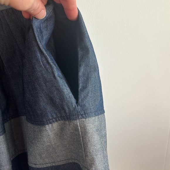 Forever 21 Strapless Dress Womens Small Denim & Navy Blue Striped with Pockets! - Picture 8 of 10